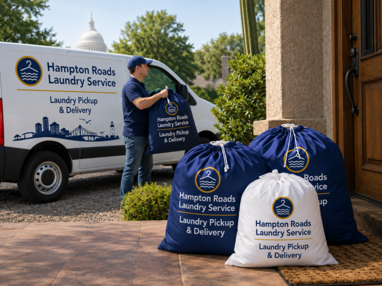 Hampton Roads laundry being collected